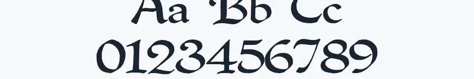 Rzeczywista próbka kroju QuillPerpendicularWide — Aa Bb Cc 0123456789