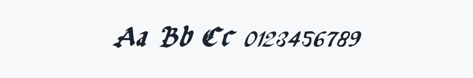 Rzeczywista próbka kroju UberhÃ¶lme Italic — Aa Bb Cc 0123456789