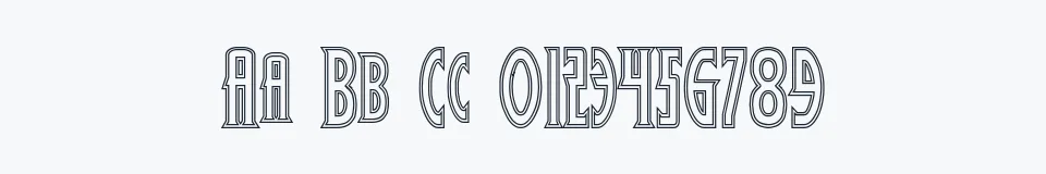Rzeczywista próbka kroju Wolf's Bane Outline — Aa Bb Cc 0123456789