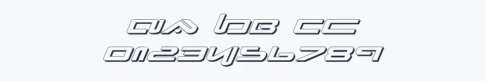 Rzeczywista próbka kroju Xephyr Expanded Shadow Italic — Aa Bb Cc 0123456789