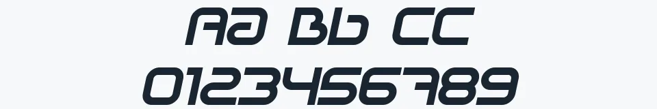 Rzeczywista próbka kroju Sci Fied X — Aa Bb Cc 0123456789