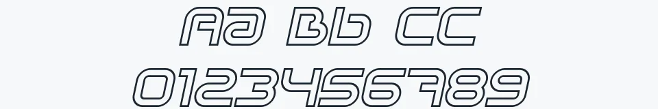 Rzeczywista próbka kroju Sci Fied X Outline — Aa Bb Cc 0123456789