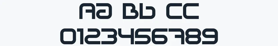 Rzeczywista próbka kroju Sci Fied X — Aa Bb Cc 0123456789