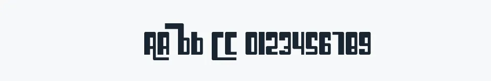 Rzeczywista próbka kroju Cosmic Age — Aa Bb Cc 0123456789