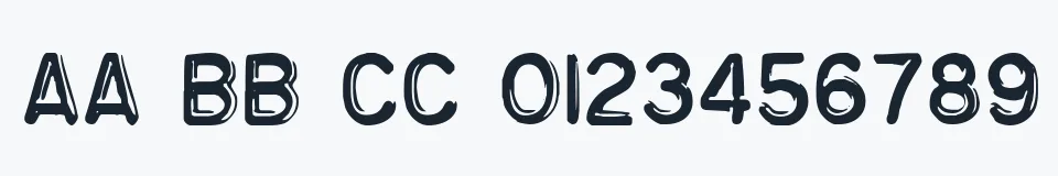 Rzeczywista próbka kroju Embossing Tape 3 (BRK) — Aa Bb Cc 0123456789