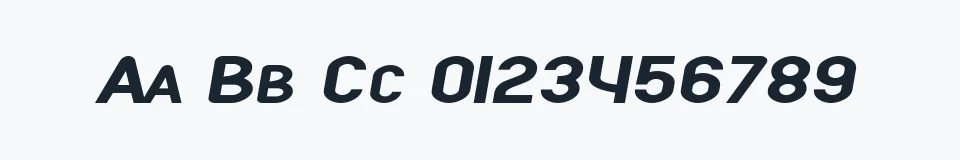 Rzeczywista próbka kroju SF Atarian System Extended Italic — Aa Bb Cc 0123456789