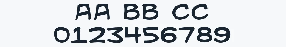 Rzeczywista próbka kroju Kid Kosmic — Aa Bb Cc 0123456789