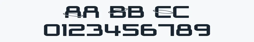 Rzeczywista próbka kroju SF Outer Limits ExtUpright — Aa Bb Cc 0123456789