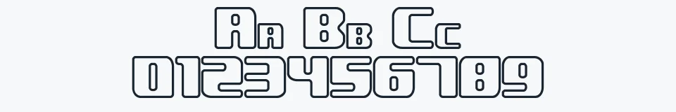 Rzeczywista próbka kroju Underwhelmed Outline (BRK) — Aa Bb Cc 0123456789