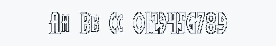 Rzeczywista próbka kroju Wolf's Bane Bold Outline Outline — Aa Bb Cc 0123456789