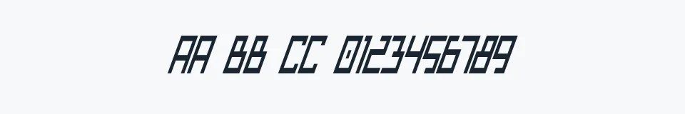 Rzeczywista próbka kroju Bionic Type Cond Italic — Aa Bb Cc 0123456789