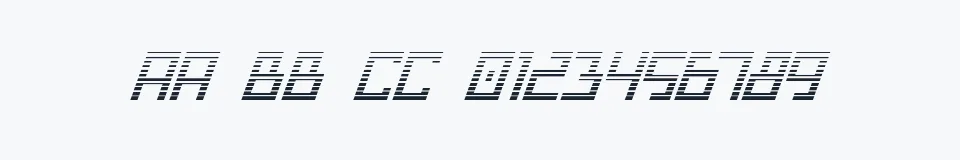 Rzeczywista próbka kroju Bionic Type Grad Italic — Aa Bb Cc 0123456789
