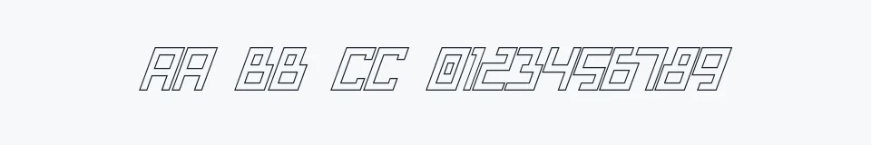 Rzeczywista próbka kroju Bionic Type Out Italic — Aa Bb Cc 0123456789