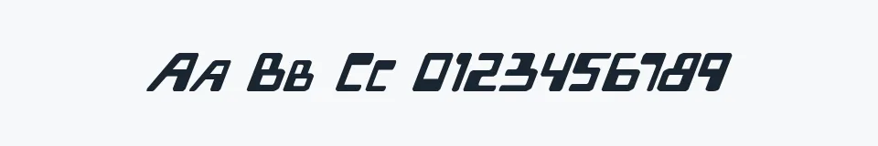 Rzeczywista próbka kroju XPED Italic — Aa Bb Cc 0123456789