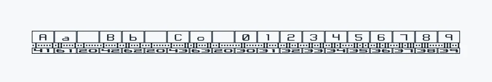Rzeczywista próbka kroju Binary X BRK — Aa Bb Cc 0123456789