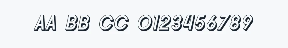 Rzeczywista próbka kroju SF Buttacup Lettering Shaded — Aa Bb Cc 0123456789