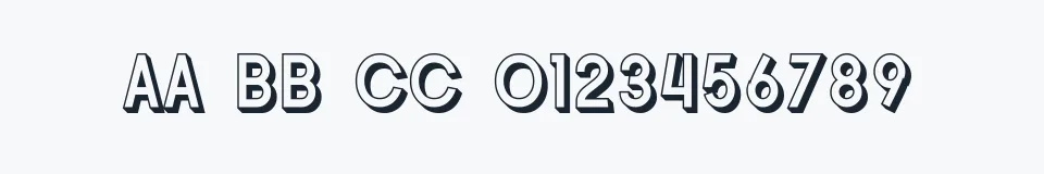 Rzeczywista próbka kroju SF Buttacup Lettering Shaded — Aa Bb Cc 0123456789