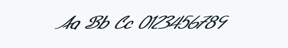 Rzeczywista próbka kroju SF Foxboro Script Extended Italic — Aa Bb Cc 0123456789