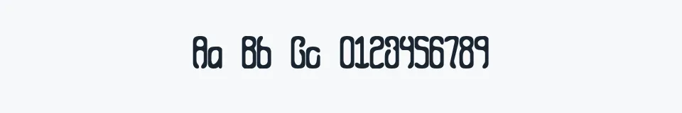 Rzeczywista próbka kroju Queasy BRK — Aa Bb Cc 0123456789