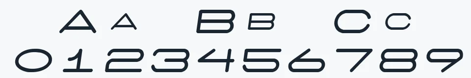 Rzeczywista próbka kroju 7 days oblique — Aa Bb Cc 0123456789