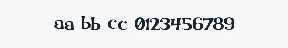 Rzeczywista próbka kroju KookyLower — Aa Bb Cc 0123456789