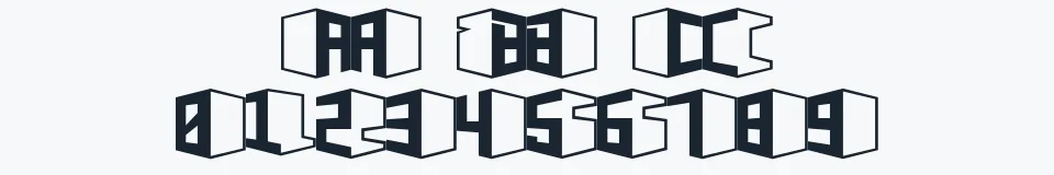 Rzeczywista próbka kroju D3 Concretism typeB — Aa Bb Cc 0123456789