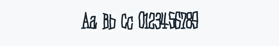 Rzeczywista próbka kroju D3 Skullism Alphabet Bold — Aa Bb Cc 0123456789