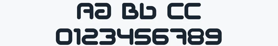 Rzeczywista próbka kroju Sci Fied — Aa Bb Cc 0123456789