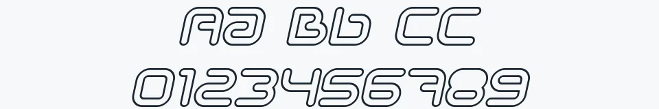 Rzeczywista próbka kroju Sci Fied Outline — Aa Bb Cc 0123456789