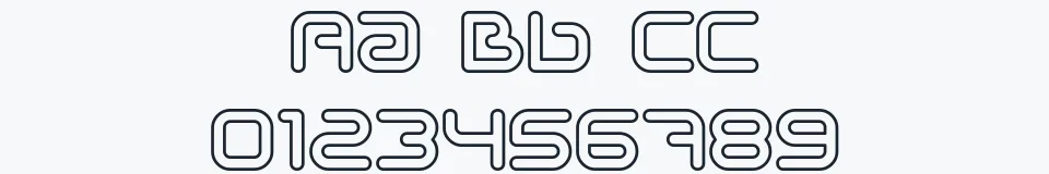 Rzeczywista próbka kroju Sci Fied Outline — Aa Bb Cc 0123456789