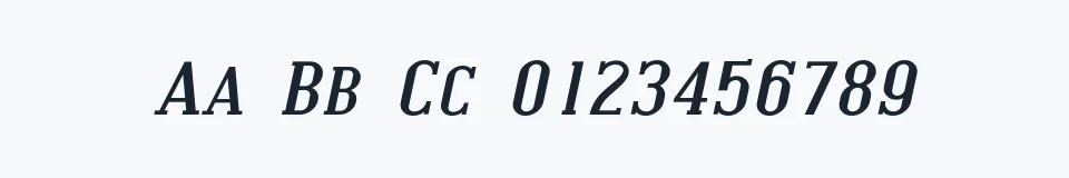Rzeczywista próbka kroju Covington SC Exp Italic — Aa Bb Cc 0123456789