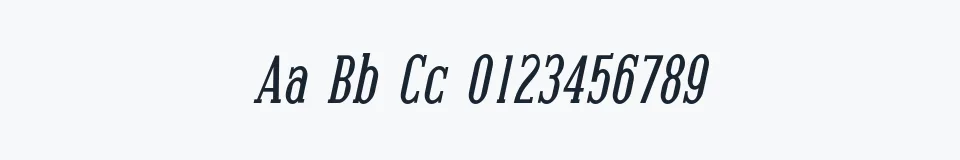 Rzeczywista próbka kroju Covington Cond Italic — Aa Bb Cc 0123456789
