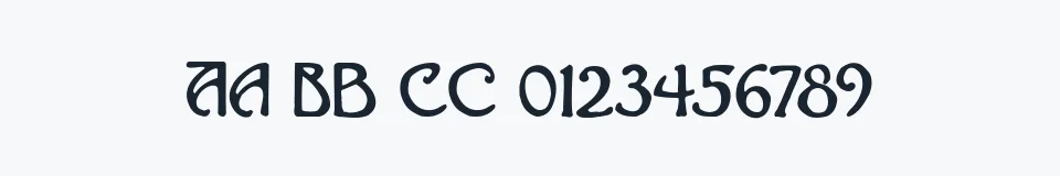 Rzeczywista próbka kroju Hadley — Aa Bb Cc 0123456789