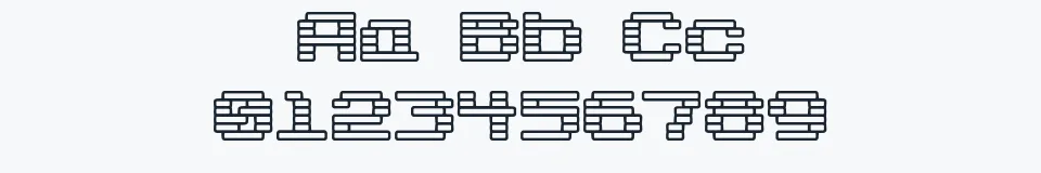 Rzeczywista próbka kroju Gaposis Outline BRK — Aa Bb Cc 0123456789
