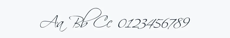 Rzeczywista próbka kroju Scriptina — Aa Bb Cc 0123456789