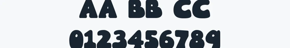 Rzeczywista próbka kroju Wobbles — Aa Bb Cc 0123456789