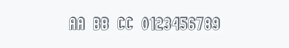 Rzeczywista próbka kroju GM Exp Offset Doubleoutline — Aa Bb Cc 0123456789