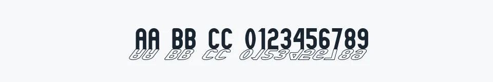 Rzeczywista próbka kroju GM Exp Shadow outline — Aa Bb Cc 0123456789