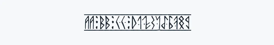 Rzeczywista próbka kroju Runic — Aa Bb Cc 0123456789