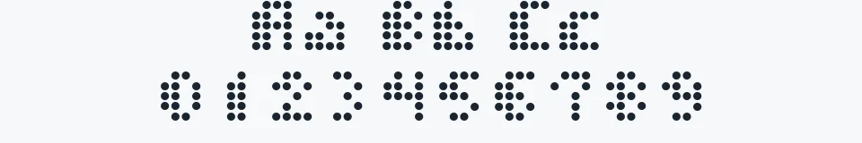 Rzeczywista próbka kroju Dot Short of a Matrix — Aa Bb Cc 0123456789