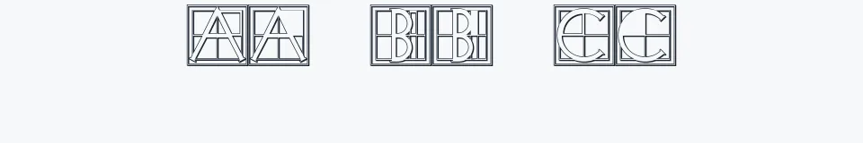 Rzeczywista próbka kroju XperimentypoThree-B-Square — Aa Bb Cc 0123456789