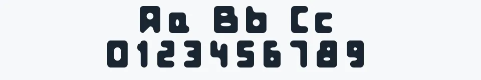 Rzeczywista próbka kroju Fat Pixels — Aa Bb Cc 0123456789