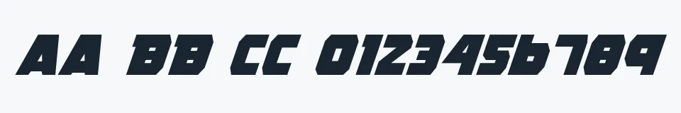 Rzeczywista próbka kroju Rogue Hero Italic — Aa Bb Cc 0123456789