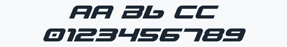 Rzeczywista próbka kroju Gunship Italic — Aa Bb Cc 0123456789