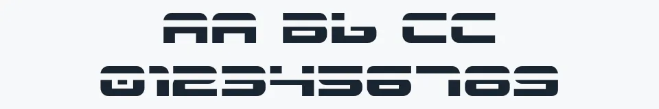 Rzeczywista próbka kroju Gunship Laser — Aa Bb Cc 0123456789