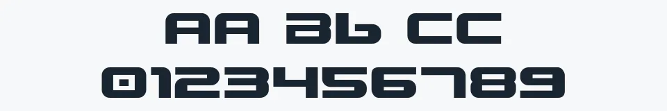 Rzeczywista próbka kroju Gunship — Aa Bb Cc 0123456789