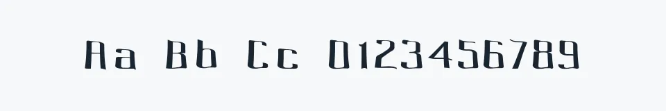Rzeczywista próbka kroju Pecot Spacewarp — Aa Bb Cc 0123456789