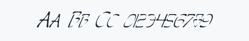 Rzeczywista próbka kroju Perdition Italic — Aa Bb Cc 0123456789