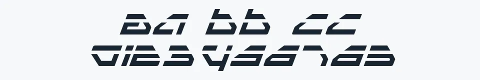 Rzeczywista próbka kroju Spylord Laser Italic — Aa Bb Cc 0123456789