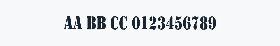 Rzeczywista próbka kroju Army Condensed — Aa Bb Cc 0123456789